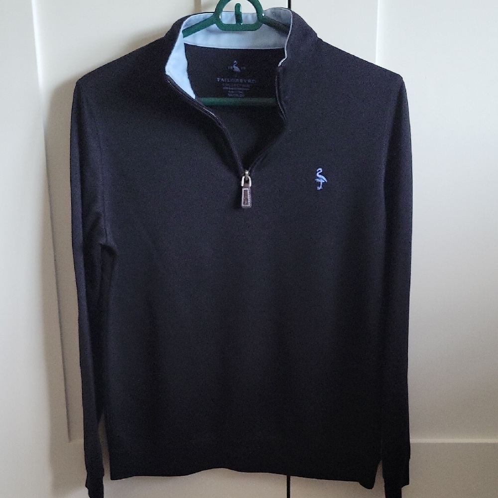 Tailorbyrd Black Zip-Up Sweater with Blue Accent
